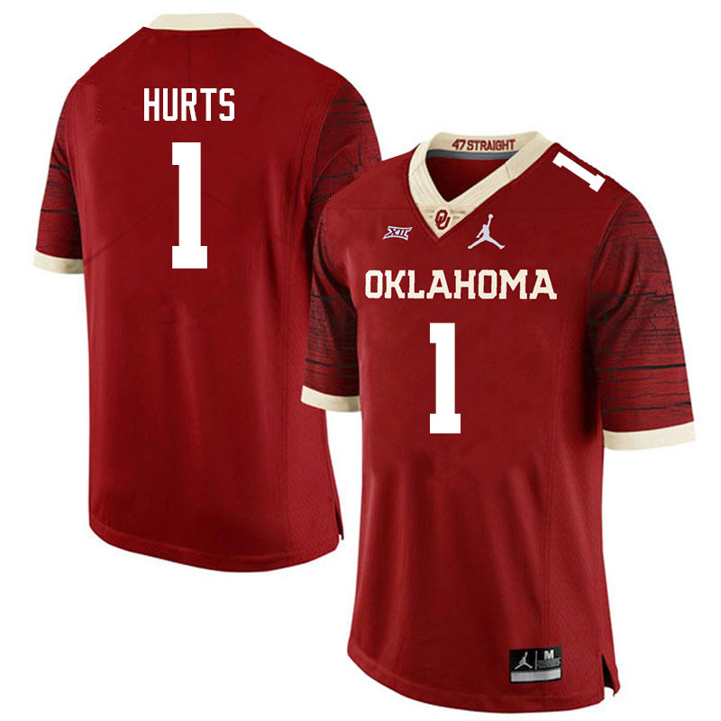 Men #1 Jalen Hurts Oklahoma Sooners Jordan Brand Limited College Football Jerseys Sale-Crimson